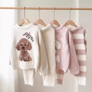 24秋冬新品gp亲子软绵绵半边绒儿童卡通泰迪家居服睡衣套装