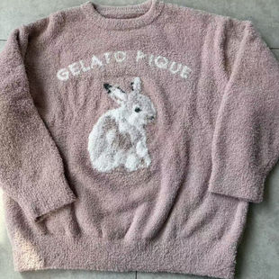 半边绒加厚可爱兔子圆领上衣冬季新款保暖宽松家居服软绵绵睡衣