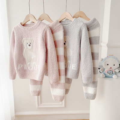 gp新品日系大童儿童亲子可爱小熊软绵绵保暖家居服睡衣套装