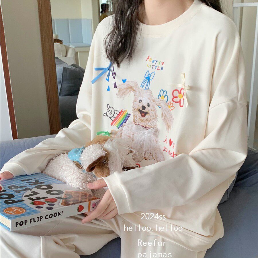 Reefur Rinka梨花家新款女德绒冬季圆领蝴蝶结玩具狗睡衣长袖