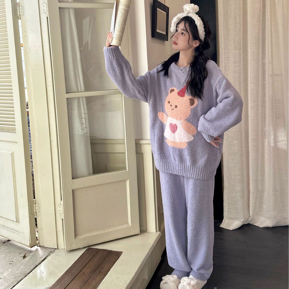 gp秋冬可爱裙子爱心小熊软绵绵女士家居服睡衣套装