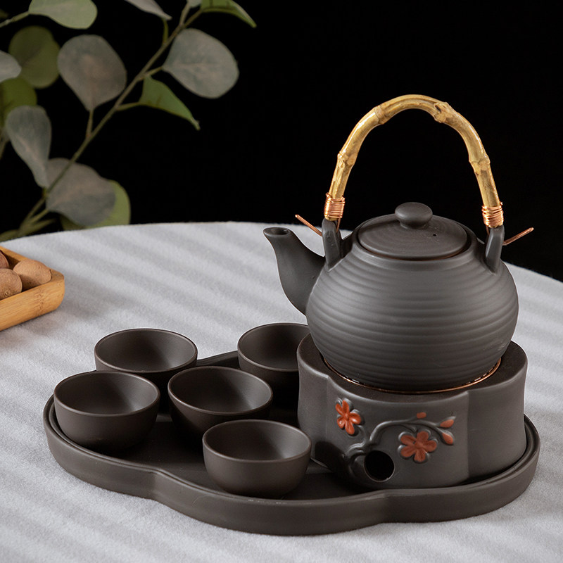 朱泥温茶梅花炉蜡烛加热底座陶瓷茶蜡家用茶壶加热温茶器套装茶具