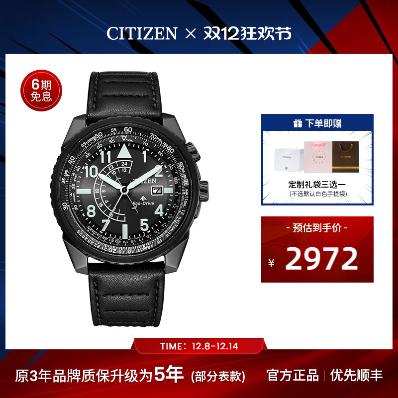 西铁城带夜光深度防水运动手表