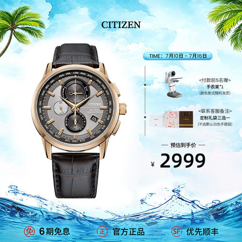 西铁城复古休闲腕表光动能