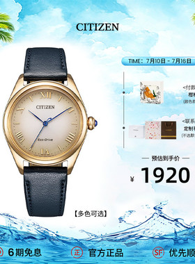 西铁城CITIZEN官方旗舰店时尚休闲简约旅行光动能手表女EM1140