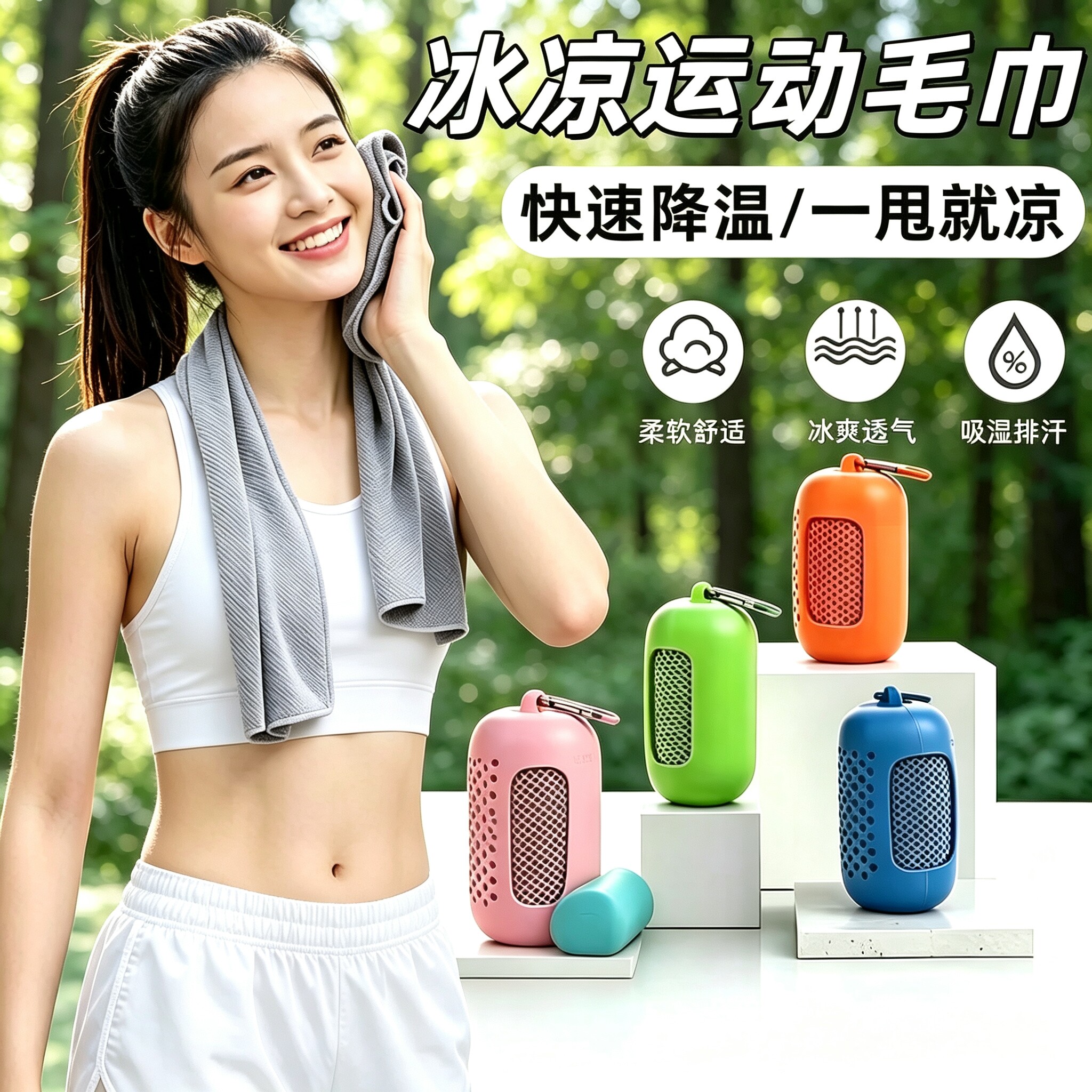 冷感运动毛巾速干吸汗降温便携口袋毛巾户外骑车跑步健身房擦汗巾