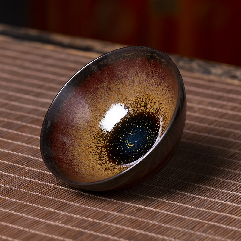 传统龙窑柴烧建盏原矿釉铁胎纯手工主人杯单个功夫大茶杯建阳水吉