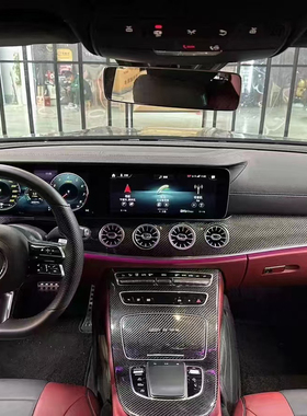 适用于奔驰CLS黑色真碳纤维替换安装内饰