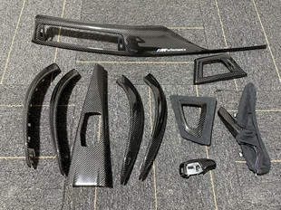 适用于宝马3系4系F30f35真碳纤维内饰手刹把手替换安装