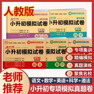 小升初模拟试卷小学六年级人教版语文数学英语科学道德与法治复习模拟卷真题冲刺卷必刷题期末核心考点突破练习册毕业分班专项训练