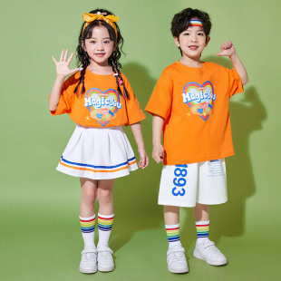 六一儿童啦啦队演出服小学生校运动会集体套装幼儿园拉拉操班服夏