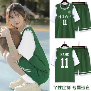 短袖篮球服套装女定制假两件球衣男女学生班服队服运动球服训练服