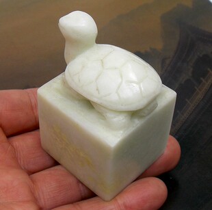 天然蓝田玉龟印章玉龟印龟灵守印龟手把件玉印玉玺玉摆件免费刻字