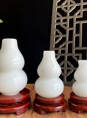 白玉石葫芦摆件福禄平安招财办公室客厅玄关电视装饰礼品天然原石