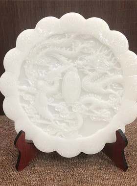 白玉龙凤呈祥玉璧平安扣摆件
