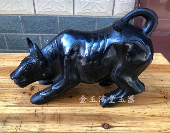 黑曜石黑玉牛办公室客厅摆件