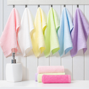 4条包邮天源家纺官方工厂店 100%全竹纤维方巾儿童吸汗毛巾柔软萌