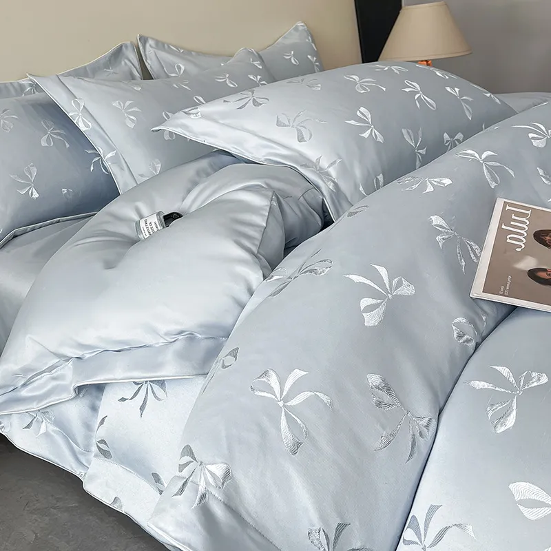 夏季提花水洗冰丝四件套轻奢高级感被套床单三件套丝滑裸睡床品笠,床上用品,床品套件/四件套/多件套,淘宝优惠券,粉丝福利购,淘宝优惠卷