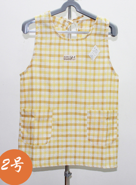 两件包邮 日单 清仓格子色围裙马甲式 背心罩衣居家工作两用