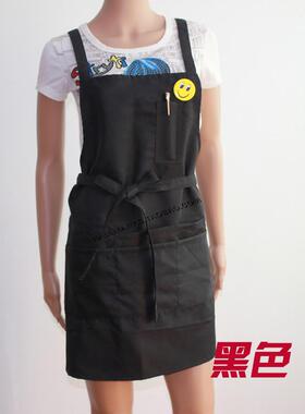 外贸日单 简约时尚围裙 韩版奶茶店 咖啡厅 超市工作服 男女通用