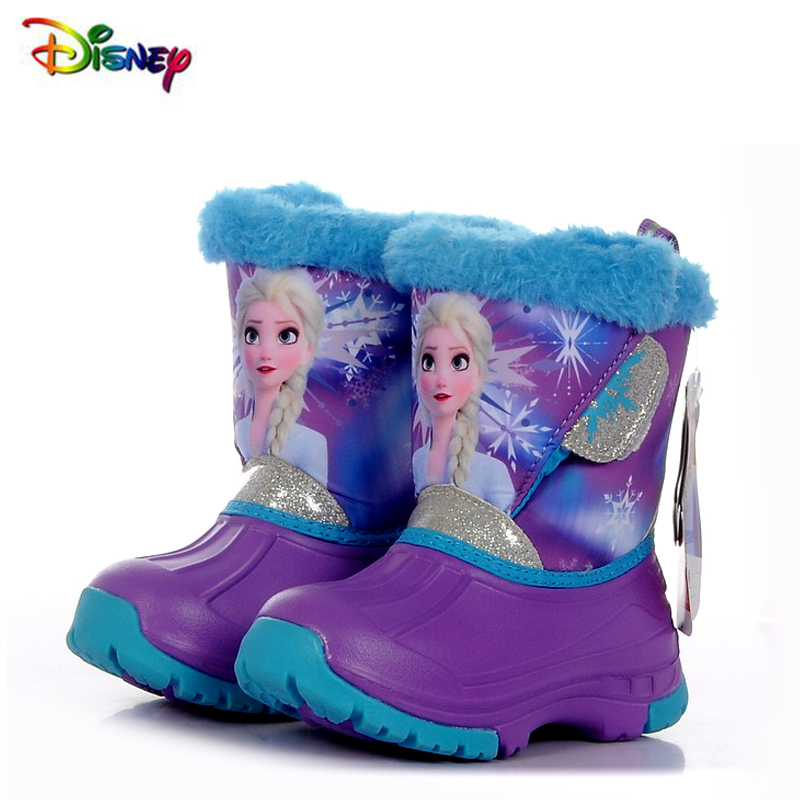 外贸欧美迪士尼冰雪奇缘女童雪地靴冬季加绒保暖防水防滑毛绒靴子