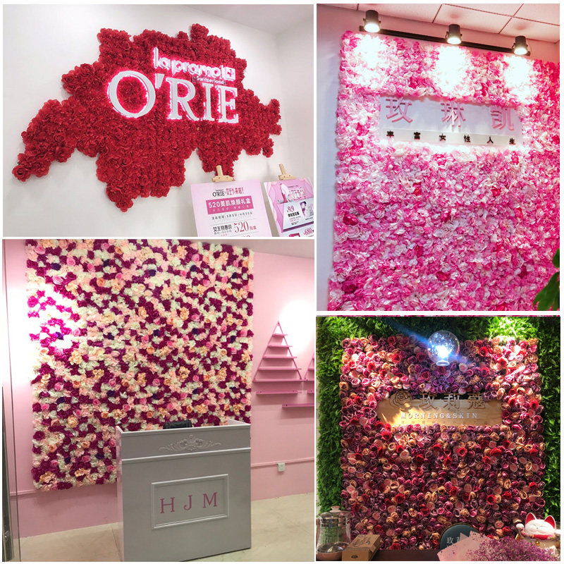 仿真花墙植物墙假花塑料玫瑰花朵绿植装饰婚礼花艺网红打卡背景墙