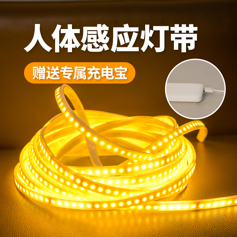 插电式人体感应灯带led感应灯橱柜人来即亮无线电池盒床下氛围灯