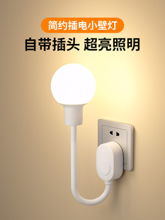 床头夜灯插入式卧室睡眠灯Led节能插座灯带开关插头灯的壁灯超亮