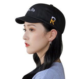 短帽檐棒球帽秋天短檐帽子女短舌小帽檐字母男秋季小沿遮阳鸭舌帽