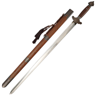 龙泉古羽宝剑 仿古包铜花纹钢太极硬剑刀剑武术重剑长剑 未开刃