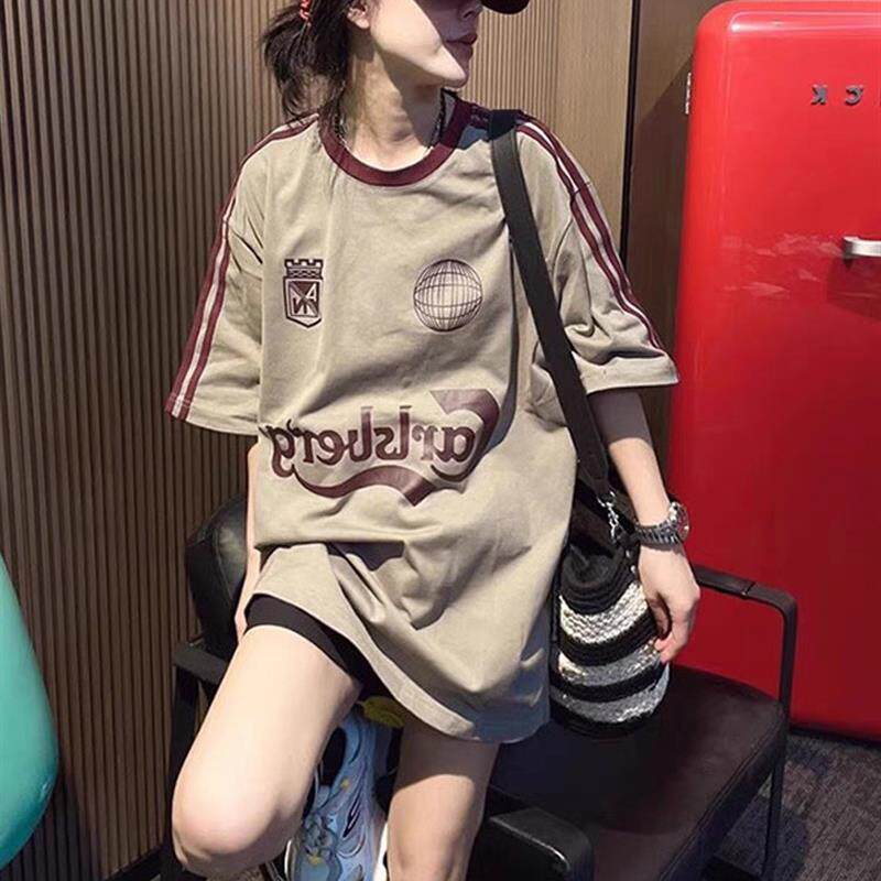 欧货大版短袖t恤女2026新款爆款夏季洋气宽松中长款下装消失潮牌
