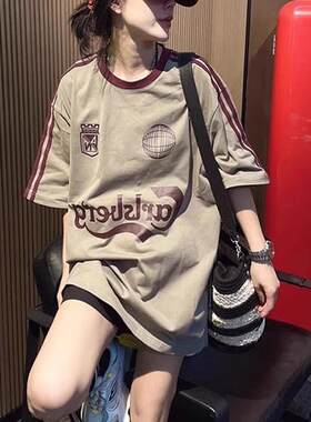欧货大版短袖t恤女2026新款爆款夏季洋气宽松中长款下装消失潮牌