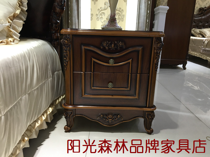 品牌套房/欧法式雕花描金田园仿古/板实木结合床头柜/香河家具城