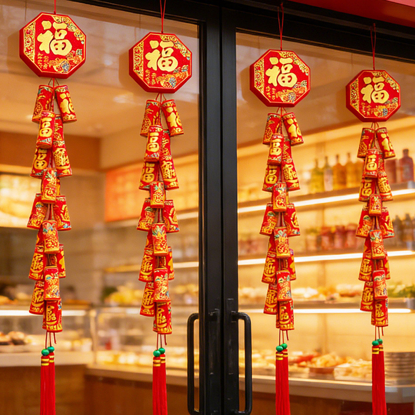 大鞭炮挂饰仿真鞭炮挂件春节氛围新年装饰品挂串2026喜庆鞭炮串