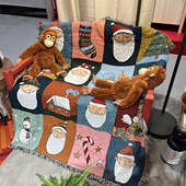 英国原单圣诞节装 饰毯圣诞帽子挂毯沙发盖休闲毯床尾铺椅子挂毯