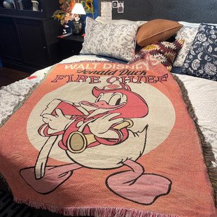 唐老鸭冬天毛毯秋季盖毯午睡毯民宿搭毯床尾毯巾流苏厚沙发毯子