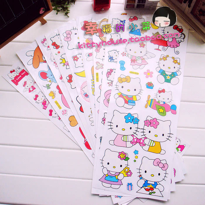 HELLO KITTY 无胶双面 冰箱贴纸 静电贴纸 开关贴 瓷砖贴 多款