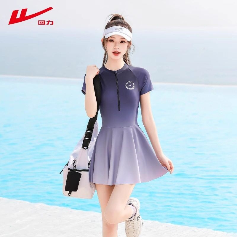 回力泳衣女2026新款保守性感连体平角女士游泳馆专用遮肚显瘦泳装