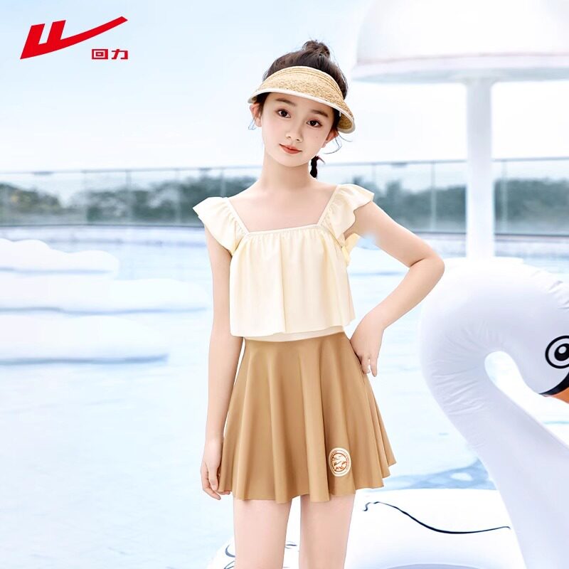 回力儿童泳衣女孩连体2026新款女童游泳衣中大童初中生泳装备