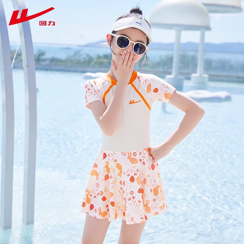 回力儿童泳衣女孩2026新款春夏连体中大童宝宝专业训练女童游泳衣