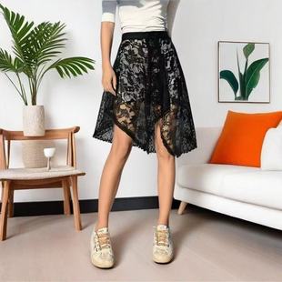 百搭新品 洋气蕾丝不规则半身裙设计短款 遮肉围裙洋气屁帘 新款 夏季