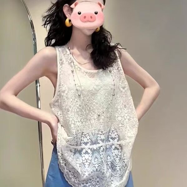 韩版蕾丝花边圆领百搭打底衫