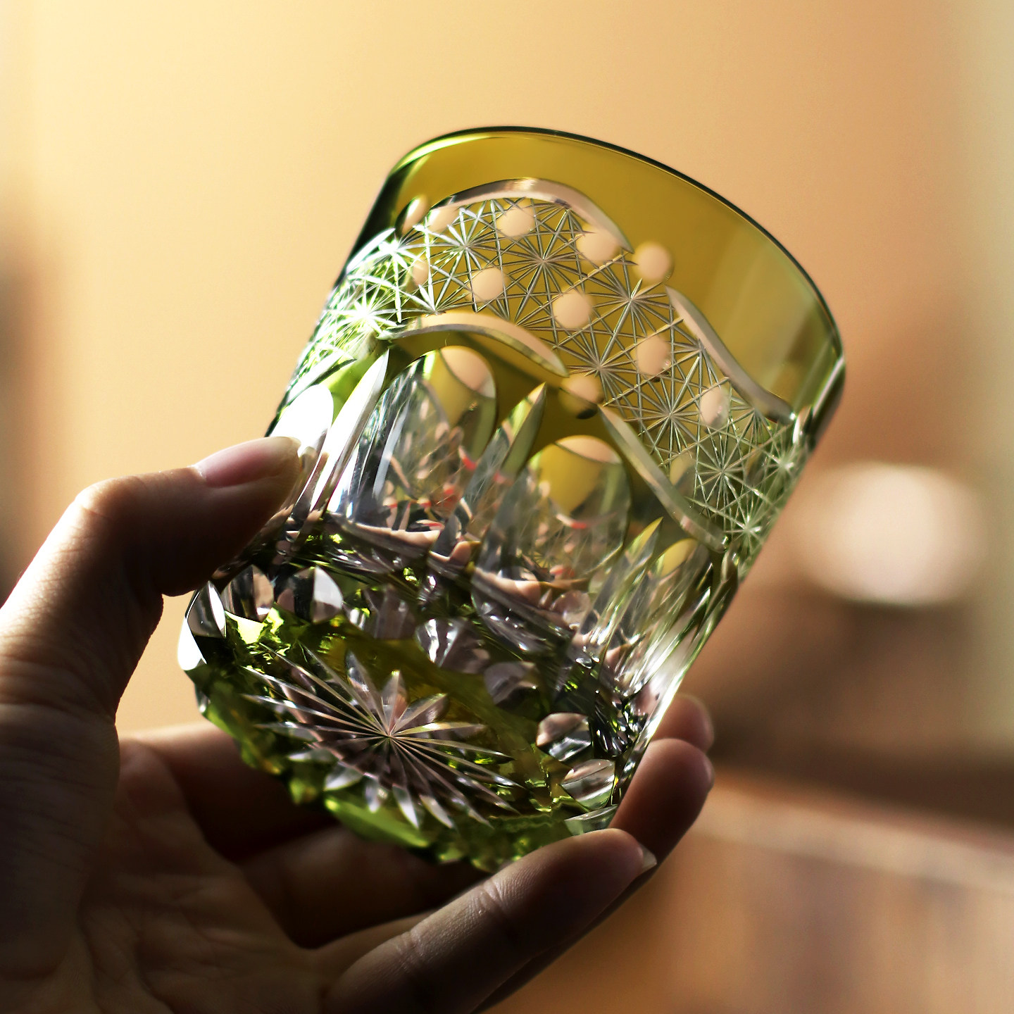 江户切子日式水晶玻璃威士忌杯人工精刻送礼洋酒杯水晶杯品鉴杯