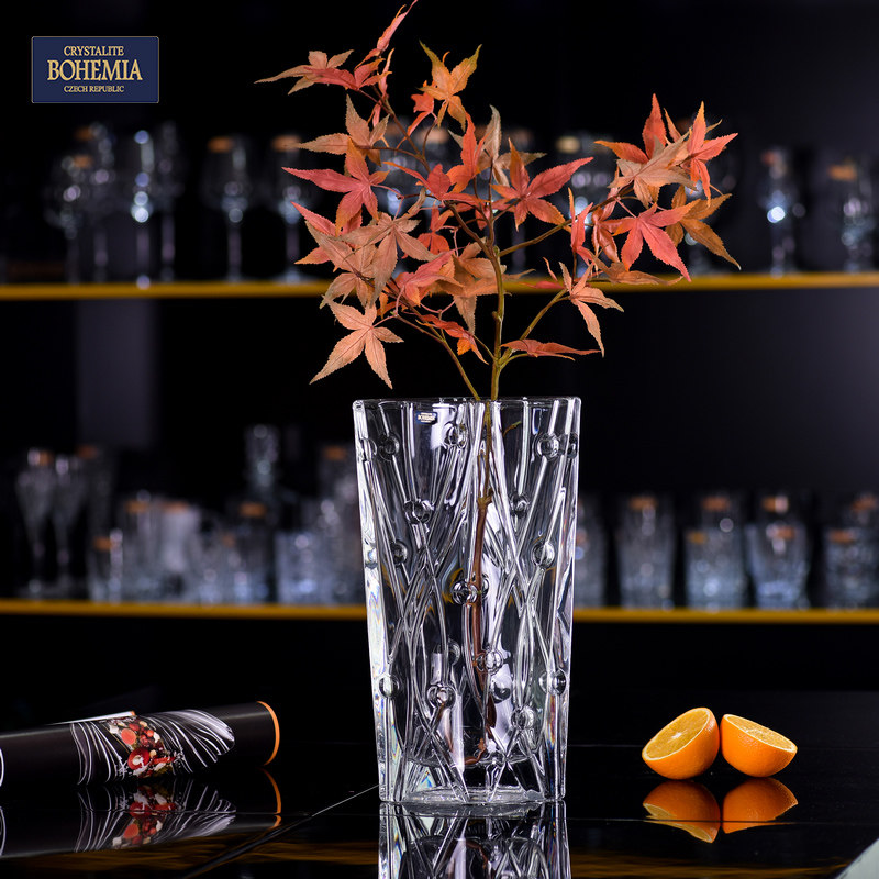 BOHEMIA捷克进口花瓶透明水晶玻璃居家装饰创意清新摆件插花送礼