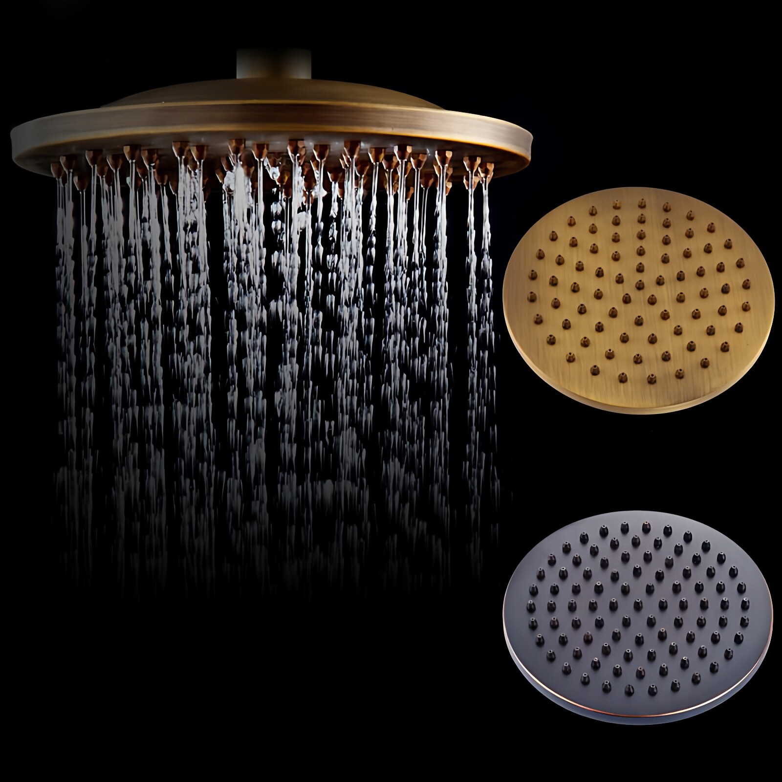 圆形仿古淋浴喷头花洒维修配件单头不锈钢顶喷配件铜复古蓮蓬头