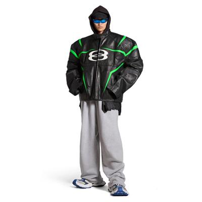 高定巴黎秀款欧美机车皮衣立领