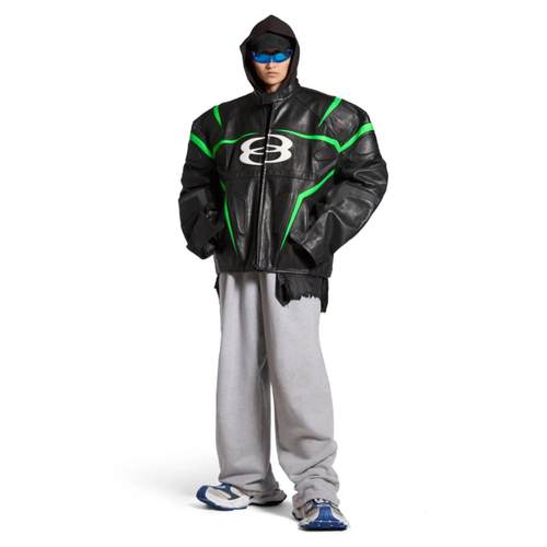 高定巴黎秀款欧美机车皮衣立领