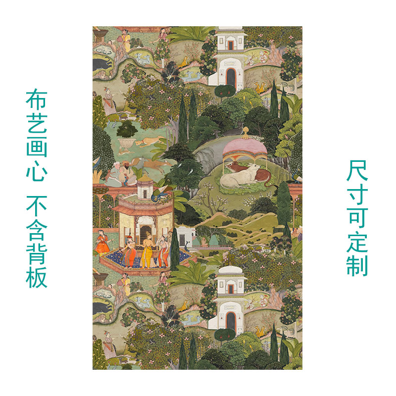 南洋风房间卧室背景墙纸斋浦尔花园法式壁纸自粘客厅玄关墙布壁画