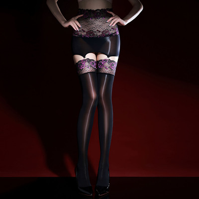 丝觅情调蕾丝黑丝袜情绪性感女超薄禁欲连体马油亮光免脱