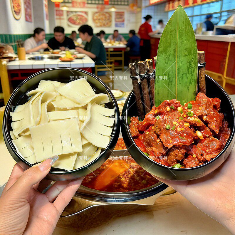 烤肉火锅餐具雪花牛肉粒鲜切牛肉特色创意餐具密胺钵碗禅意韩式碗